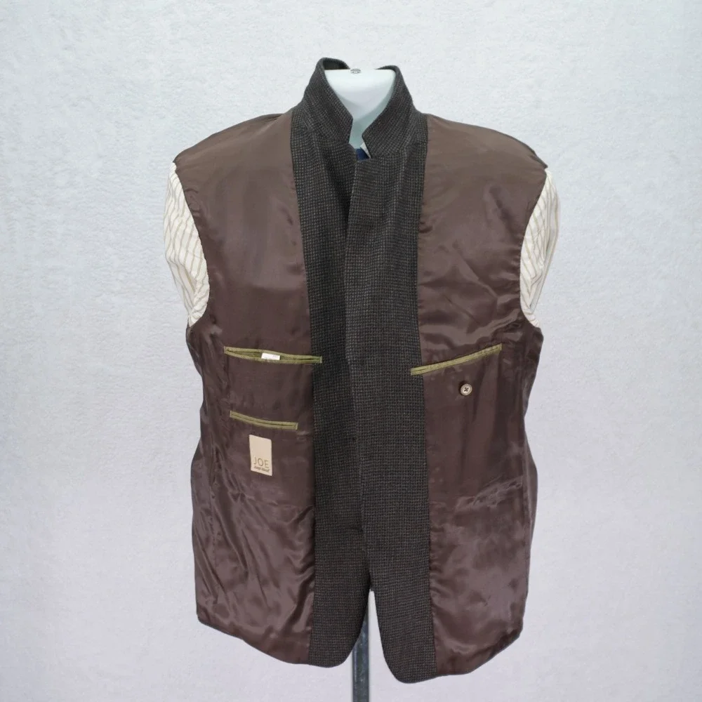 Joe Joseph Abboud Tweed Wool Black Gray Gray Check 3‎ Button 42S